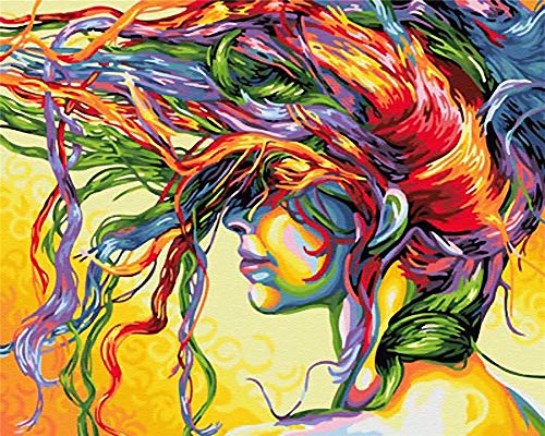 Malen nach Zahlen für Erwachsene, DIY Leinwand Gemälde nach Zahlen Kits Kunst Handwerk für Heimdekoration, Traummädchen, 40,6 x 50,8 cm Colorful Girl Cover