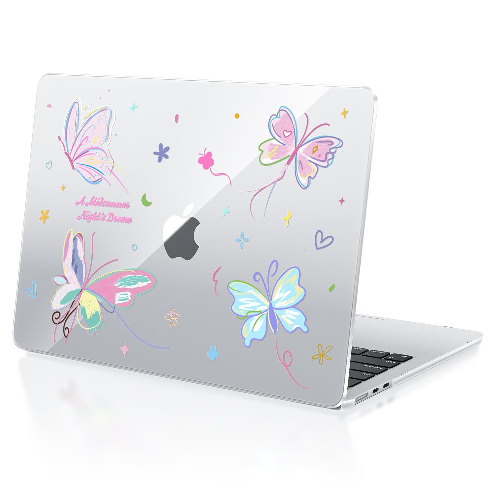 Soonjet for MacBook Air 13.6 inch Case M4 M3 M2 2025 2024-2022 Model A3240 A3113 A2681 [Outshine Bare Beauty] Hard Shell Cover for MacBook Air M2 13 inch (Clear-Butterfly)