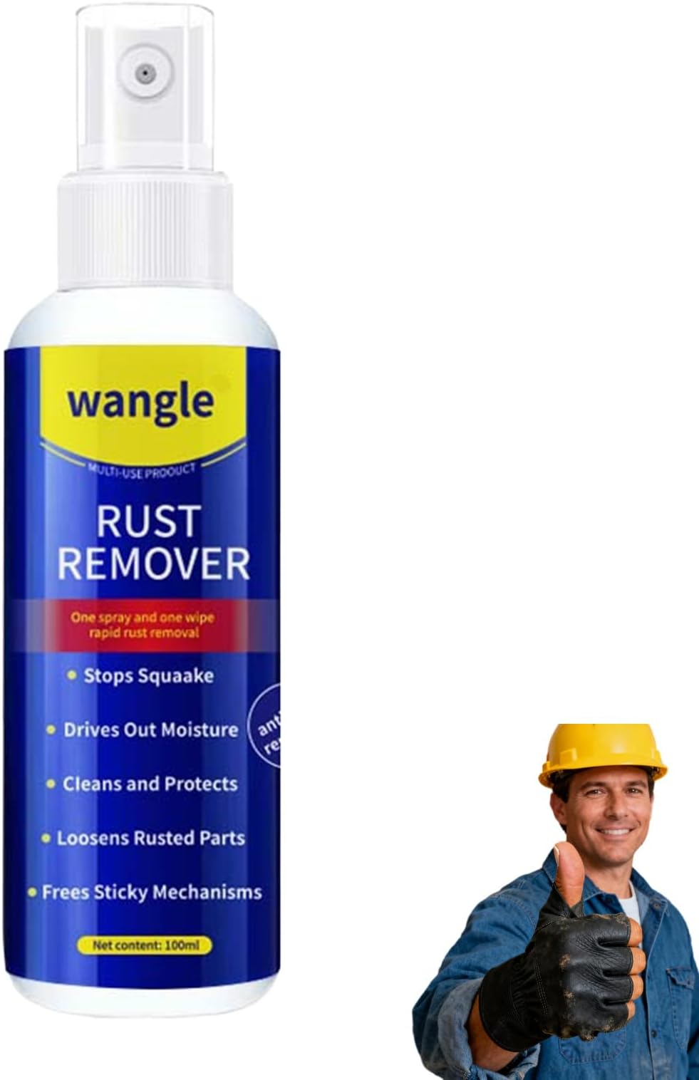 Wangle Rust Remover, Water-Based Rust Converter and Metal Primer, Multi-purpose Anti-Corrosion Chassis Paint, Fast Drying Rust Inhibitor for Cars, Gates, Railings and Household Iron (1pc)