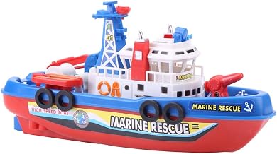 EMUKOEP Kids Fireboat Toy Water Spraying Ship Model with Sound & Flash Light