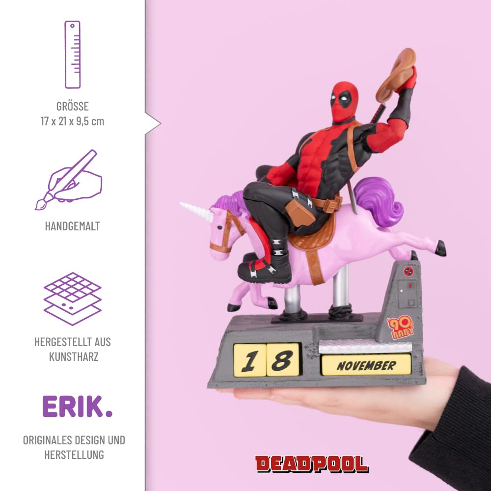 Grupo Erik Ewiger Kalender Marvel Deadpool Figur - 3D Kalender Tischkalender zum Aufstellen - Dauerkalender - Offizieller Marvel Fanartikel Büro Deko