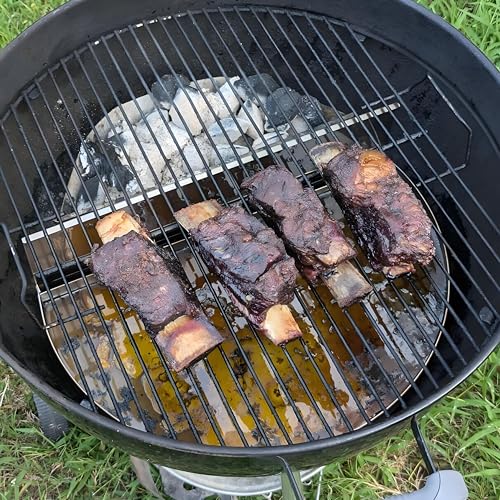 onlyfire Halbrund Tropfschalen mit Abnehmbarer Holzkohletrenner, Grilltropfschalen für Weber 57cm Kugelgrills, Edelstahl Grillschalen, Fettauffangschale, 42,2 X 27 X 12cm