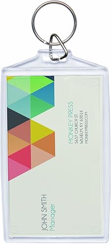 Llavero acrílico para fotos de tamaño de tarjeta de visita a presión, paquete de 25, Claro