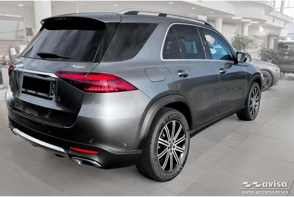 Avisa Black Stainless Steel Rear Bumper Protector Compatible with Mercedes GLE II (W167) Facelift excl. AMG 2023- 'Ribs'