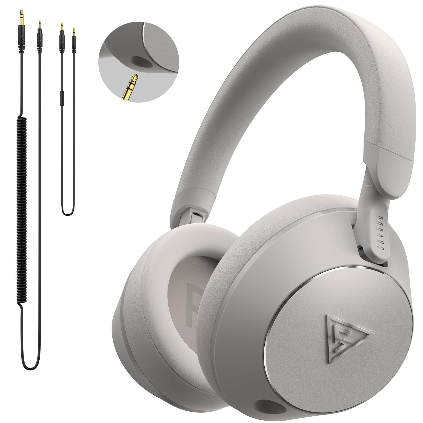 DOQAUS Audífonos profesionales con cable para monitor de estudio para grabación y mezcla de música, auriculares estéreo de 50 mm con conector dual para guitarra eléctrica, teclado, piano, portátil