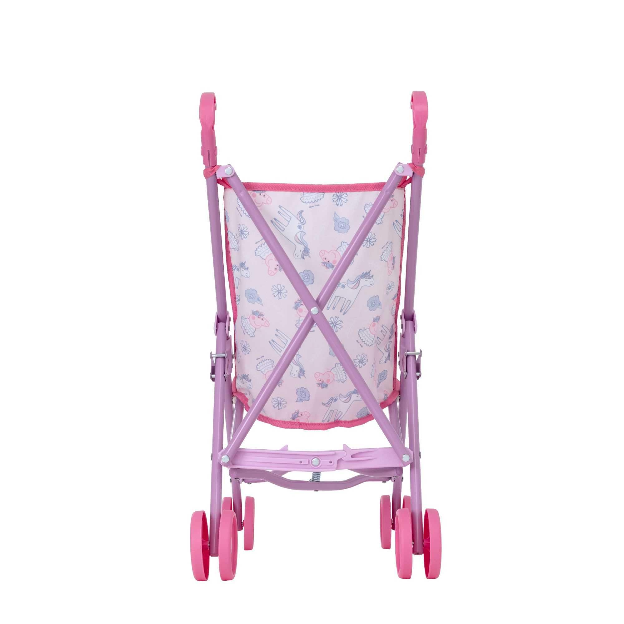 Peppa Pig passeggino giocattolo | Passeggino per bambole in design Peppa Pig rosa e bianco | Passeggino pieghevole | Passeggino per giochi di ruolo | A partire dai 3 anni in su