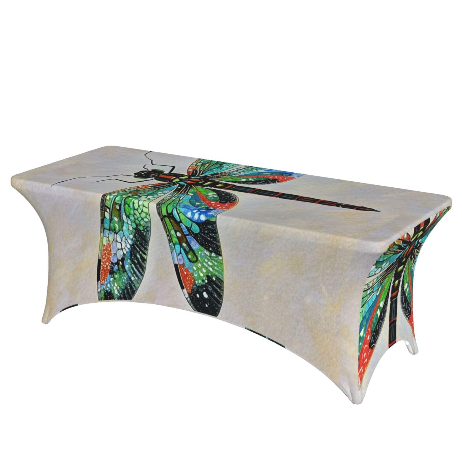 LMNGH Dragonfly Decorative Tablecloth Protector for Wedding, Banquet & Parties6FT Spandex Rectangle Tablecloths, Stretch Washable Table Cloth Wrinkle Free Patio Table Cover