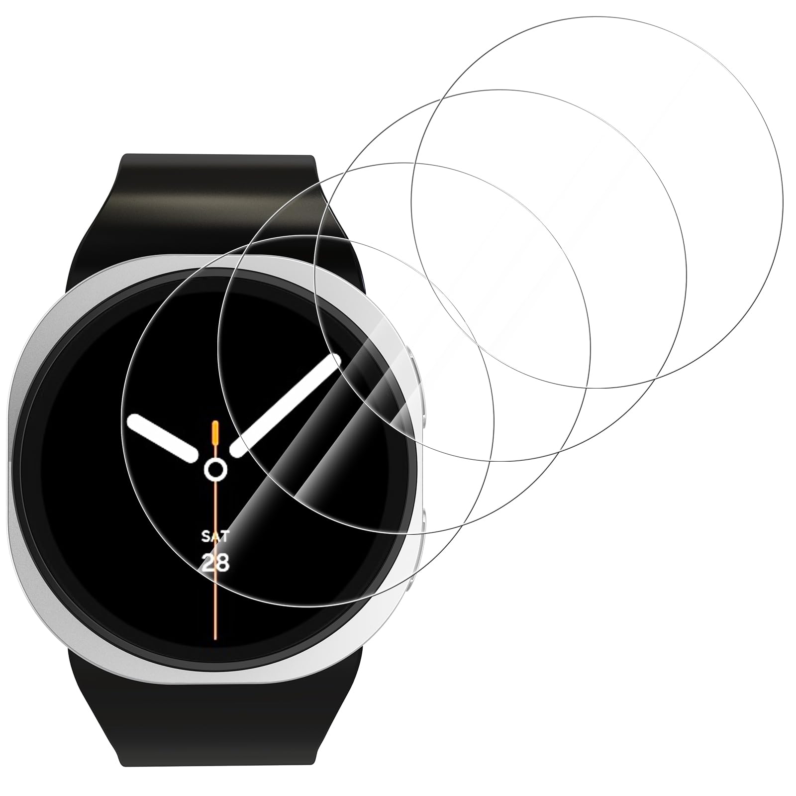4 Pack Screen Protectors Compatible with Samsung Galaxy Watch 8 44mm (2025), Tempered Glass HD Screen Proetctors 【Diamater：39.5mm】【Anti-Scratch】【Anti-Fingerprint】