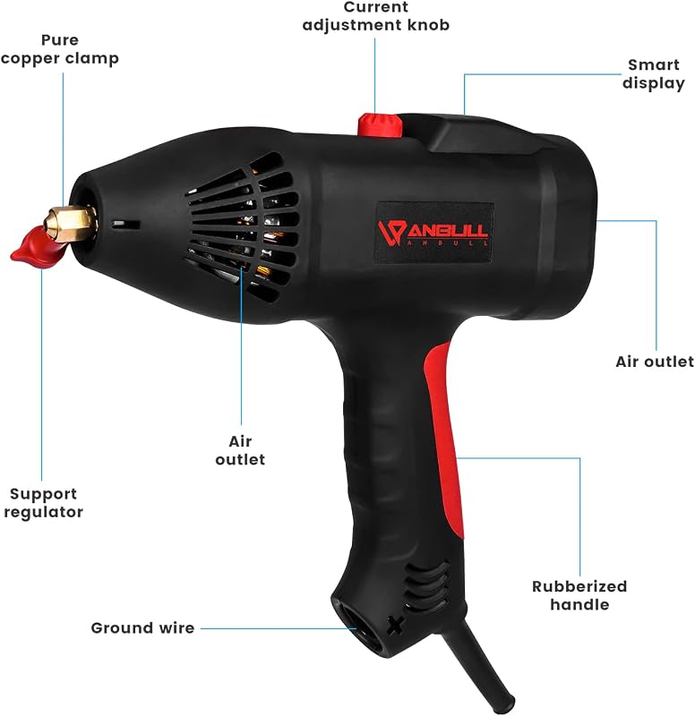 Anbull 140A Hordozható MMA Elektródás Hegesztőgép - 220V/3000W IGBT Inverteres Ívhegesztő, 1,5kg Ultrakönnyű, Digitális Kijelzővel, Túlmeleg
