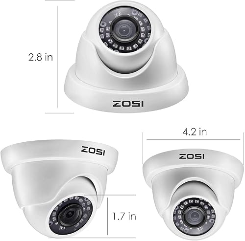 Miniatura 9 de ZOSI Paquete de 4 cámaras de seguridad HD 1080P de 2.0MP Kit de cámaras de seguridad TVICVIAHD CCTV Domo Home para 720P  1080N  1080P5MP4K HD-TVI
