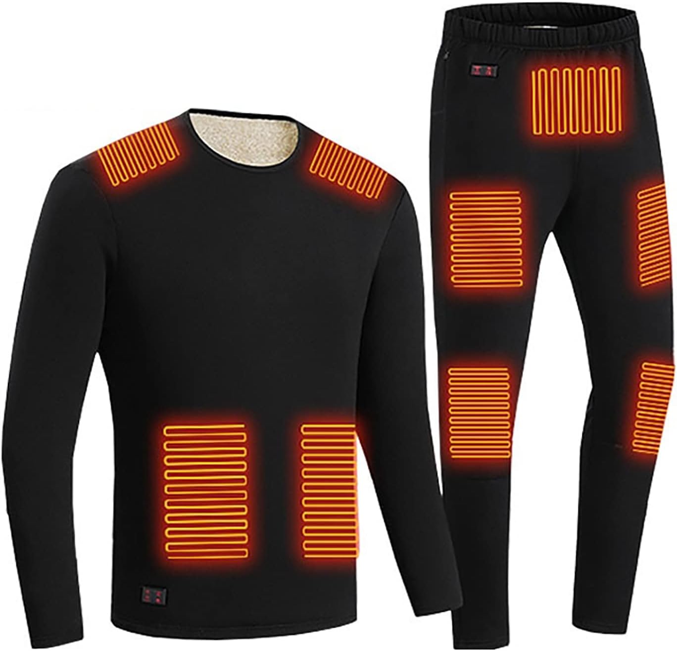 Heating Thermal Underwear for Men Winter Long Top + Pants USB Charging Heating Body Suit Thickened Coldproof Ski Base Layer