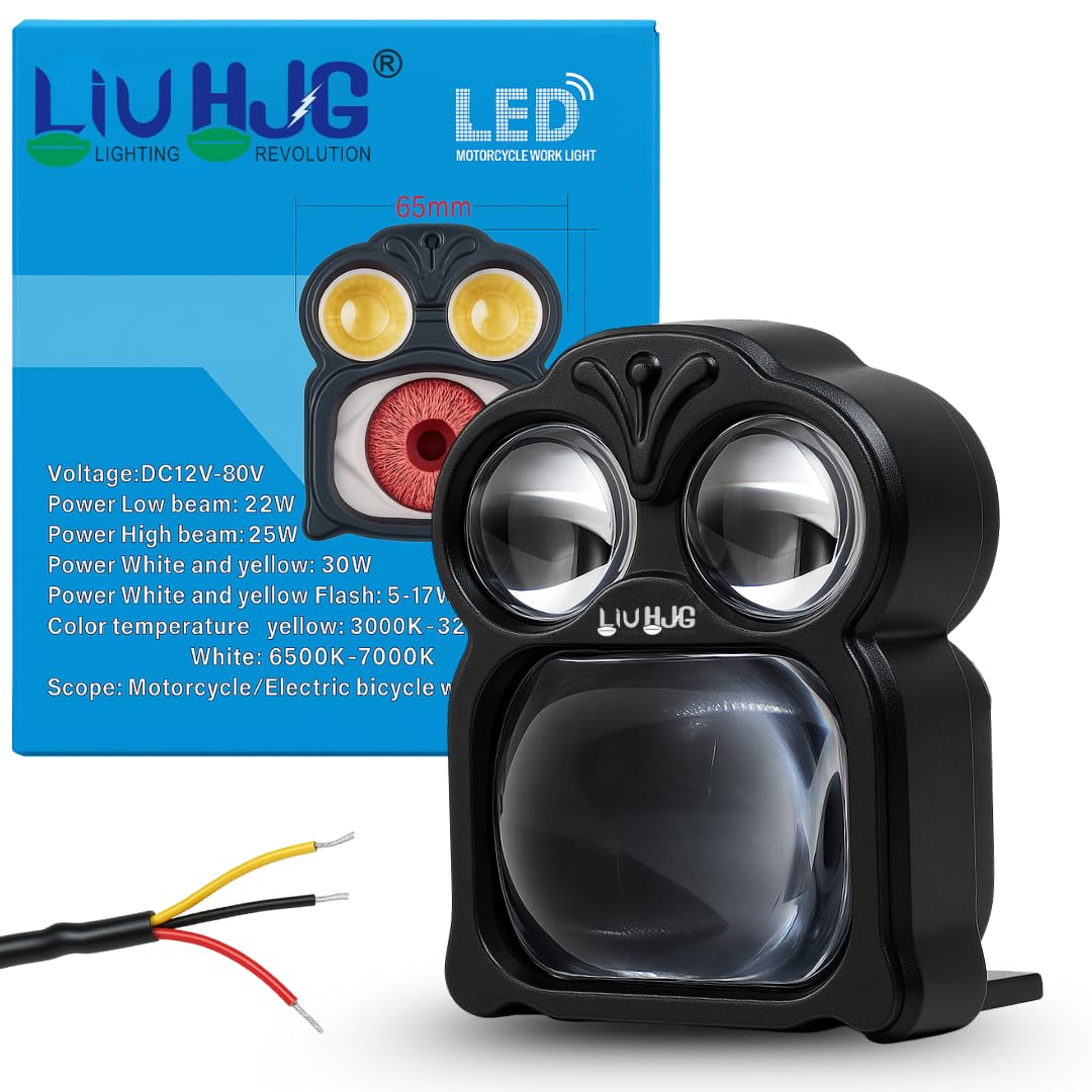 LIU HJG Monster Eye Fog Light High Brightness Waterproof & Dustproof 30W 12V DC Power Heat Dissipation Yellow White Light Reflection & Monster Eye Universal fit for All Bikes & Cars Model (Pack of 1)-picture-11