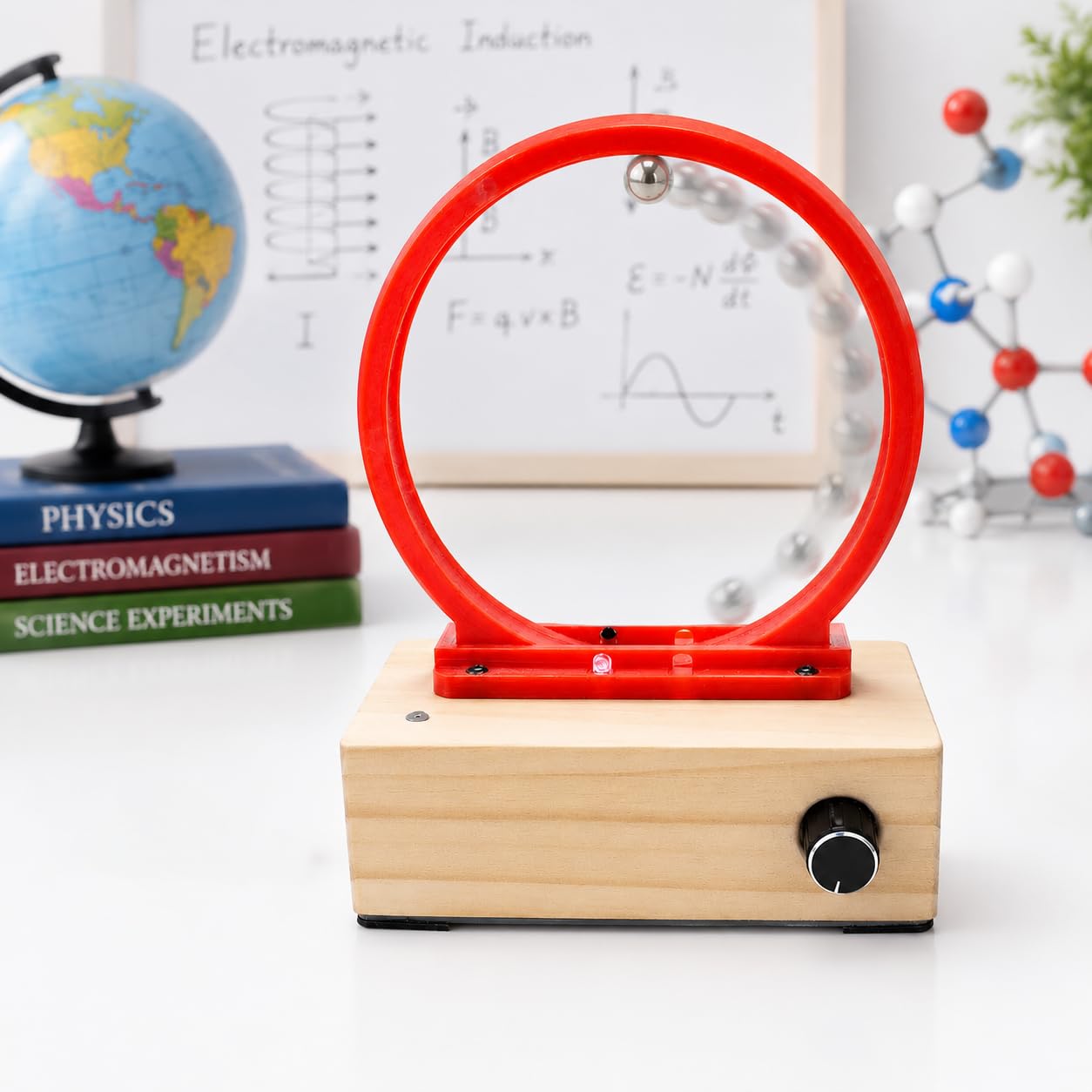 Model akceleratora elektromagnetycznego, Diy Perpetual Motion Machine z żelazną cewką kulową, nadruk 3D PLA i drewno, zestaw edukacyjny do klasy fizyki