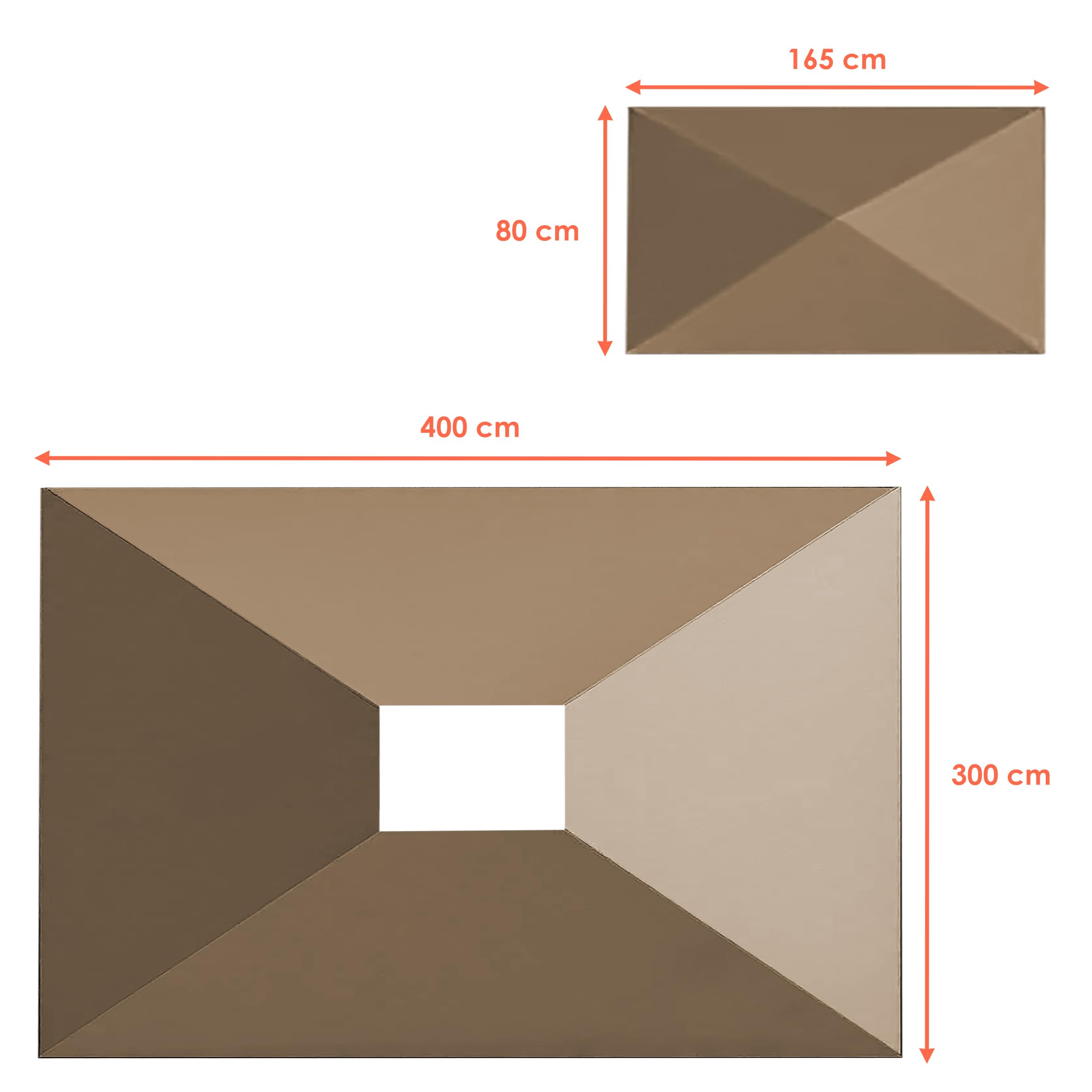 Spetebo Cape Town Vervangdak Voor Paviljoen 4x3m - Waterdicht Met PVC-Coating (Bruin)