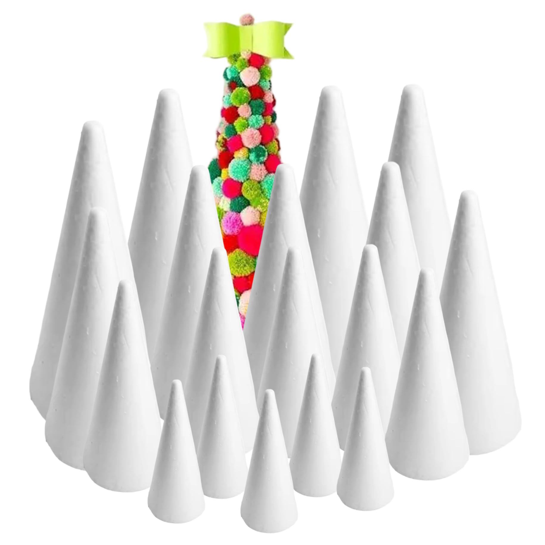Conos de Espuma para Manualidades Blancas Solución DIY de Poliestireno para Árbol de Navidad