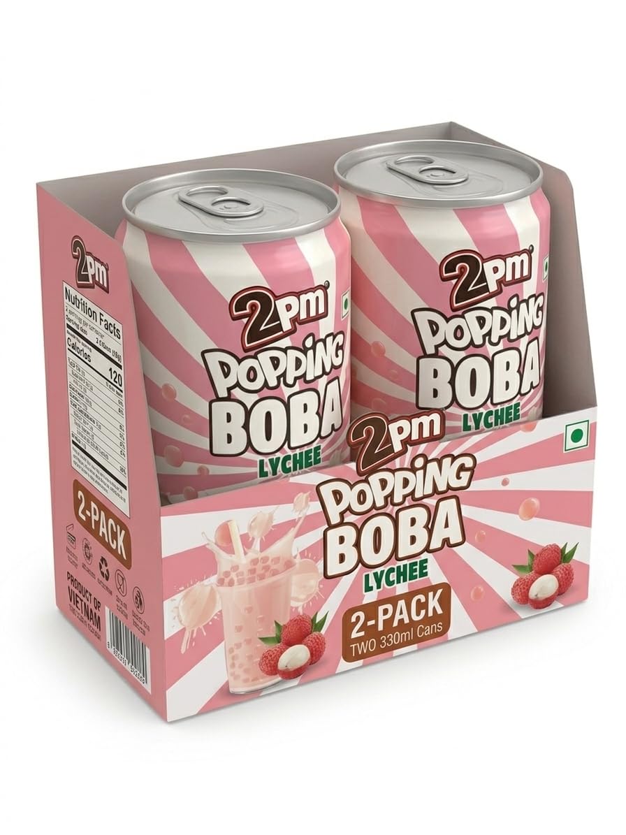 2PM Popping Boba Drink, 330ml | Lychee Flavour with Bursting Boba Pearls | Ready to Drink | Pack of 2-image-48