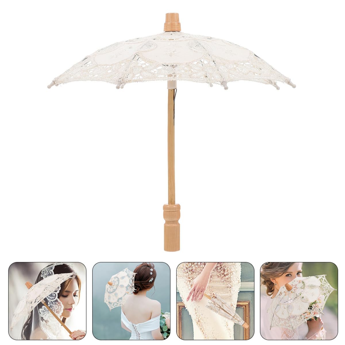 CALLARON 3stücke Hochzeits-regenschirm Aus Spitze Mit Stickerei Eleganter Brautschirm Für Fotoshootings Leicht Und Tragbar Romantisches Hochzeitszubehör Für Stilvolle Hochzeiten