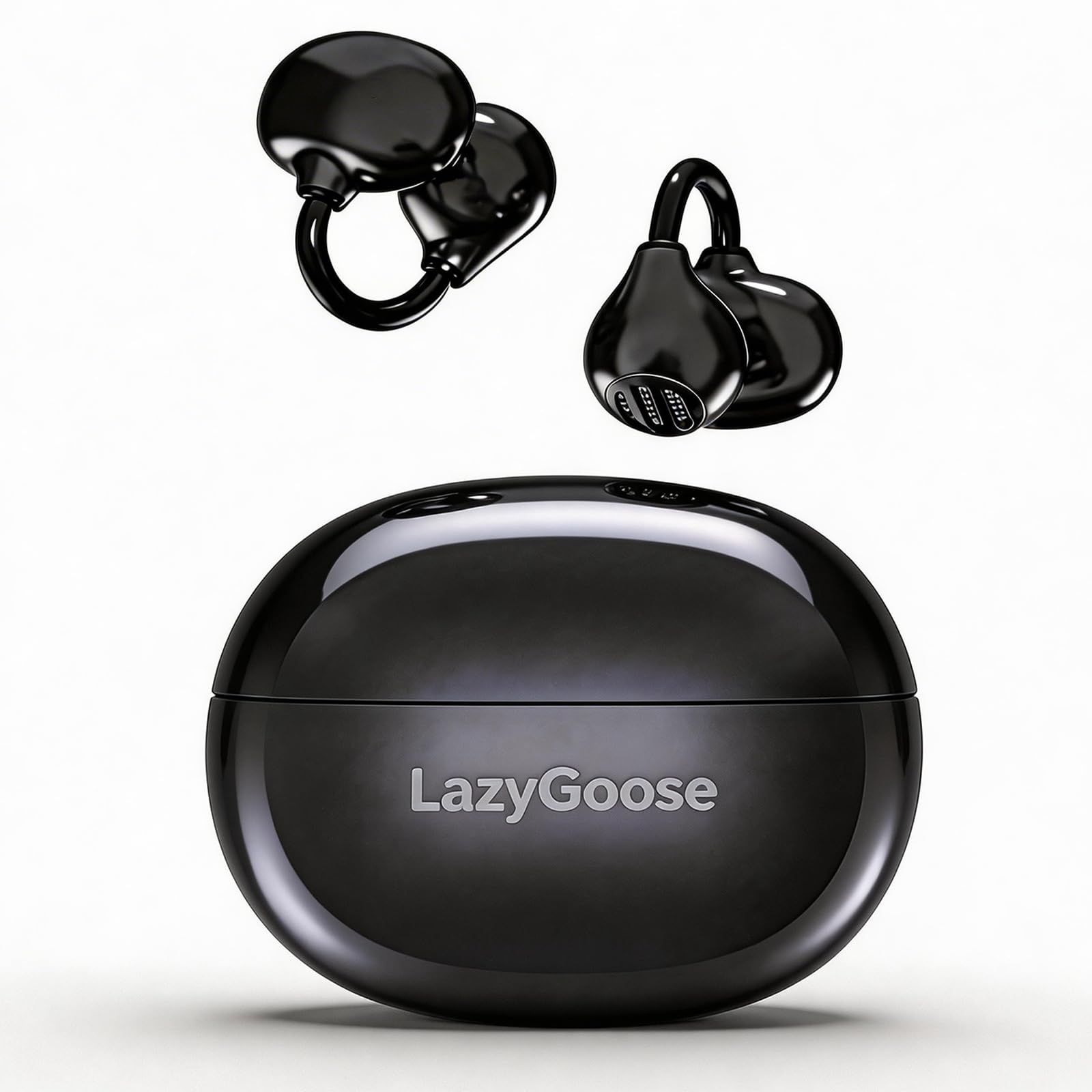 LazyGoose Open Ear Clip on Wiress Earbuds Headphones Bluetooth 6.0 Sports Earbuds with Mic, IPX7 Waterproof Sweatproof Headset for Running, Cycling,