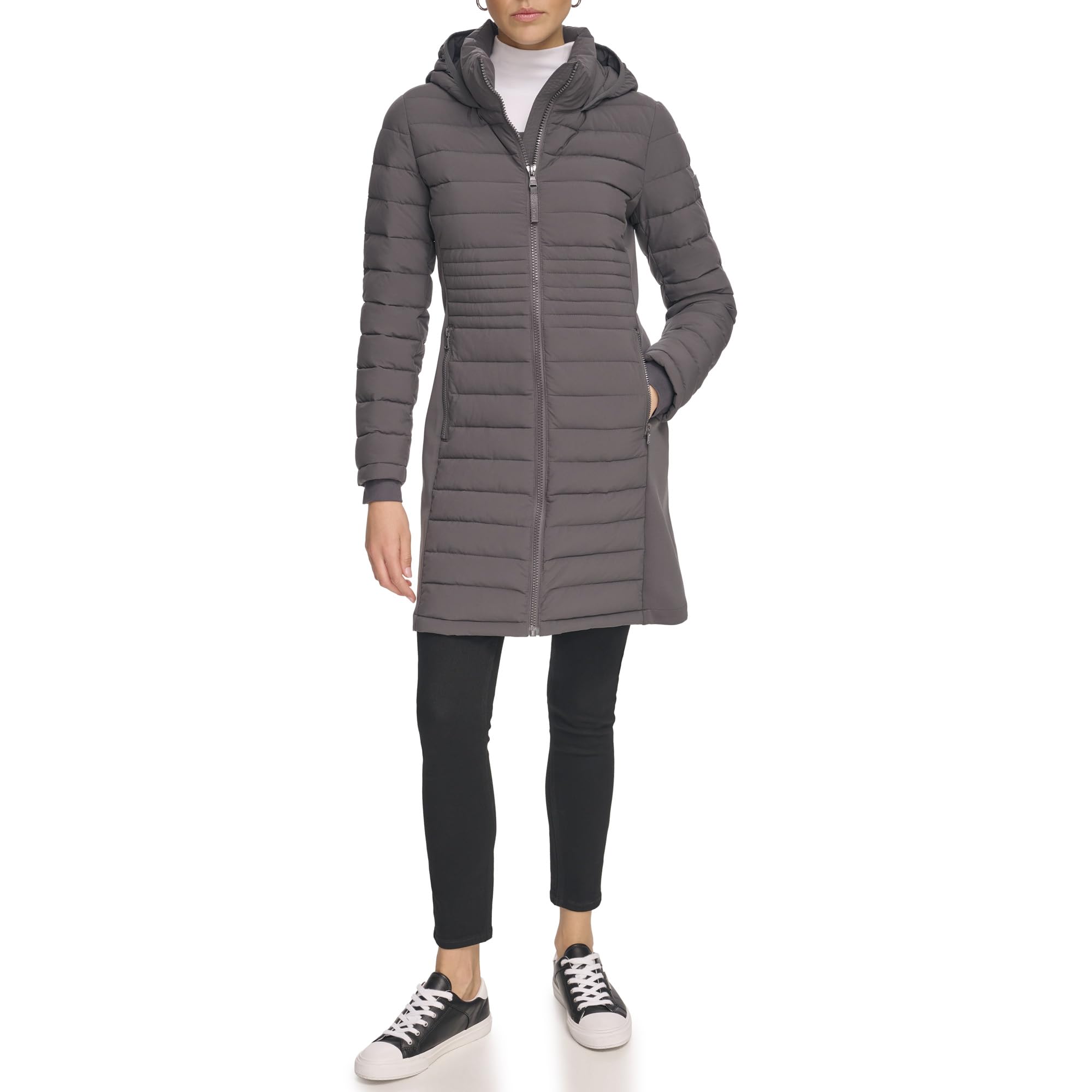 Calvin KleinWomens Long Light-weight Puffer Jacket