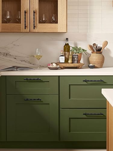 Miniatura 6 de Paquete de 5 tiradores de gabinete negro mate de 3.78 pulgadas (3.780 in) para armario de cocina y baño, accesorios de gabinete de tocador negro