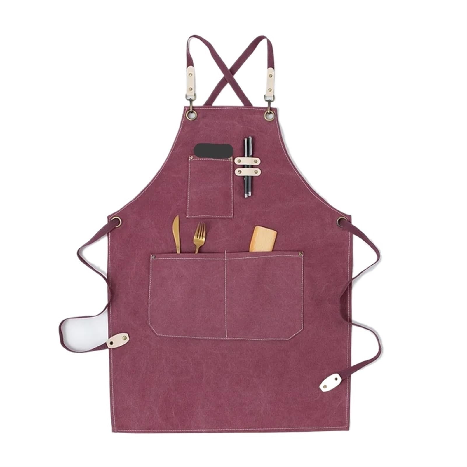 Moda tela di cotone da cucina unisex cucina barista grembiule for donna uomo chef in pelle cameriere bar caffetteria barbecue parrucchiere uniforme(Thick canvas 1)