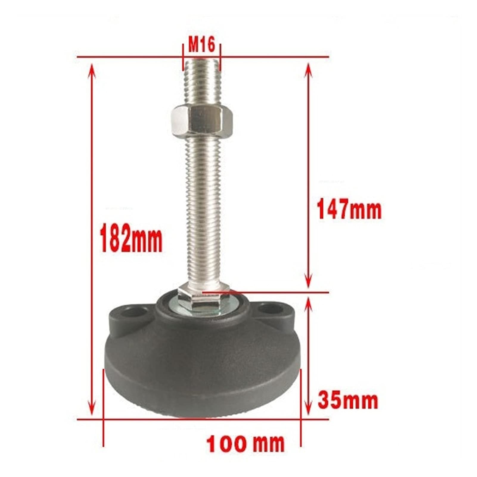 Niveladores de muebles, 6 patas niveladoras ajustables de alta resistencia con base de goma de 100 mm, roscadas for nivelación de muebles, maquinaria y equipos(D100*M16*100mm)