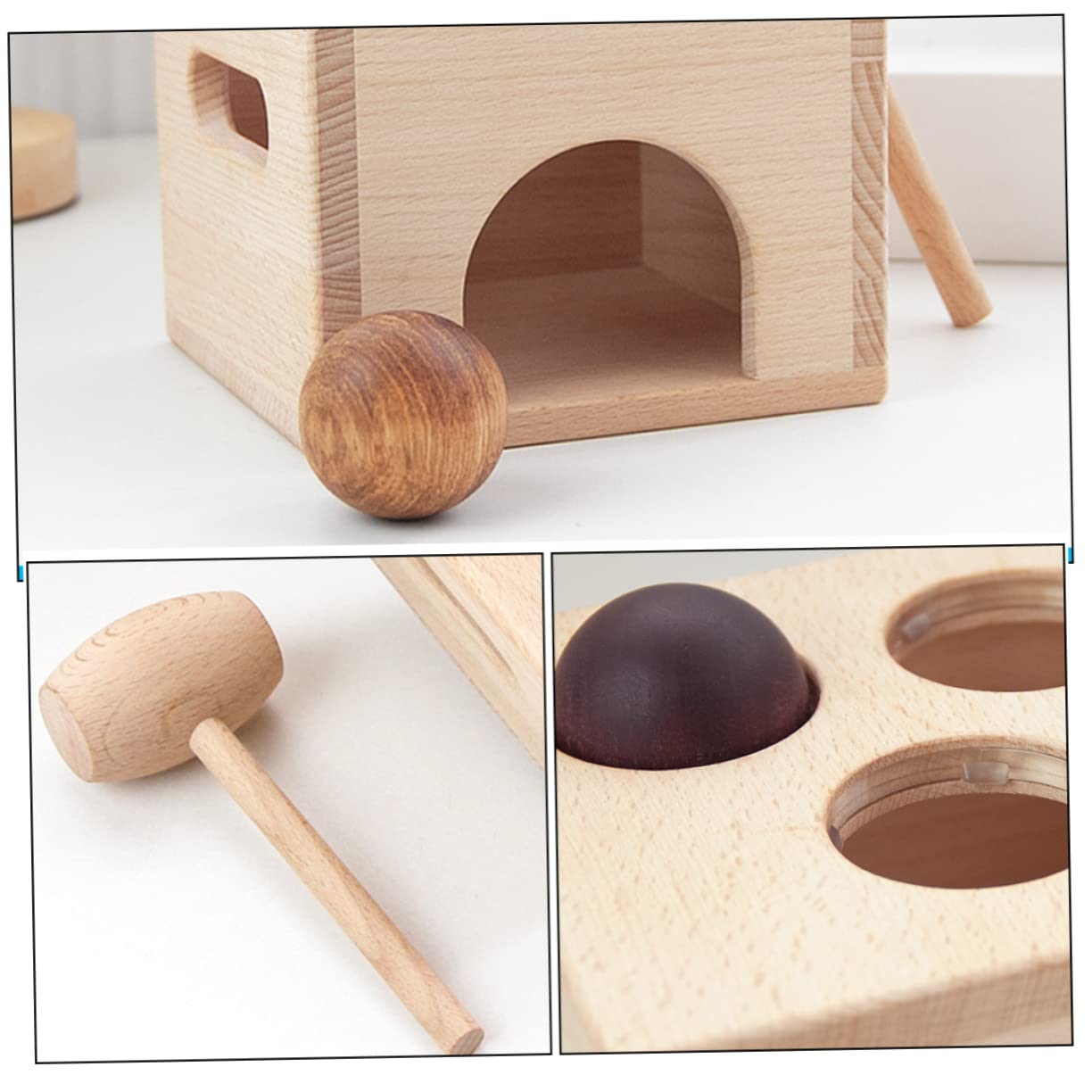 Hemobllo Giocattolo Educativo Knock Balls in Legno Liscio per Bambini 1-3 Anni, Set per Sviluppo Coordinazione Occhio-Mano e Abilità Sociali, Gioco Didattico Montessori per Casa