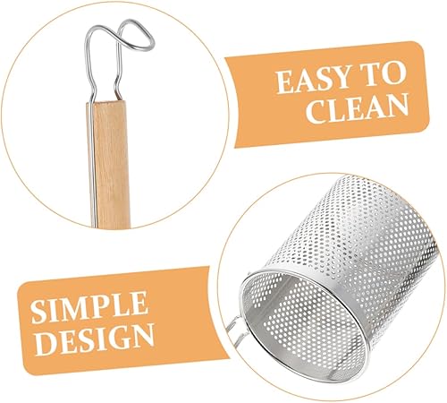 Miniatura 4 de BIUDECO 2 cucharas de fideos para papas fritas, cesta de malla fina, colador de pasta perforada, cesta para hervir pasta, colador de cocina de acero