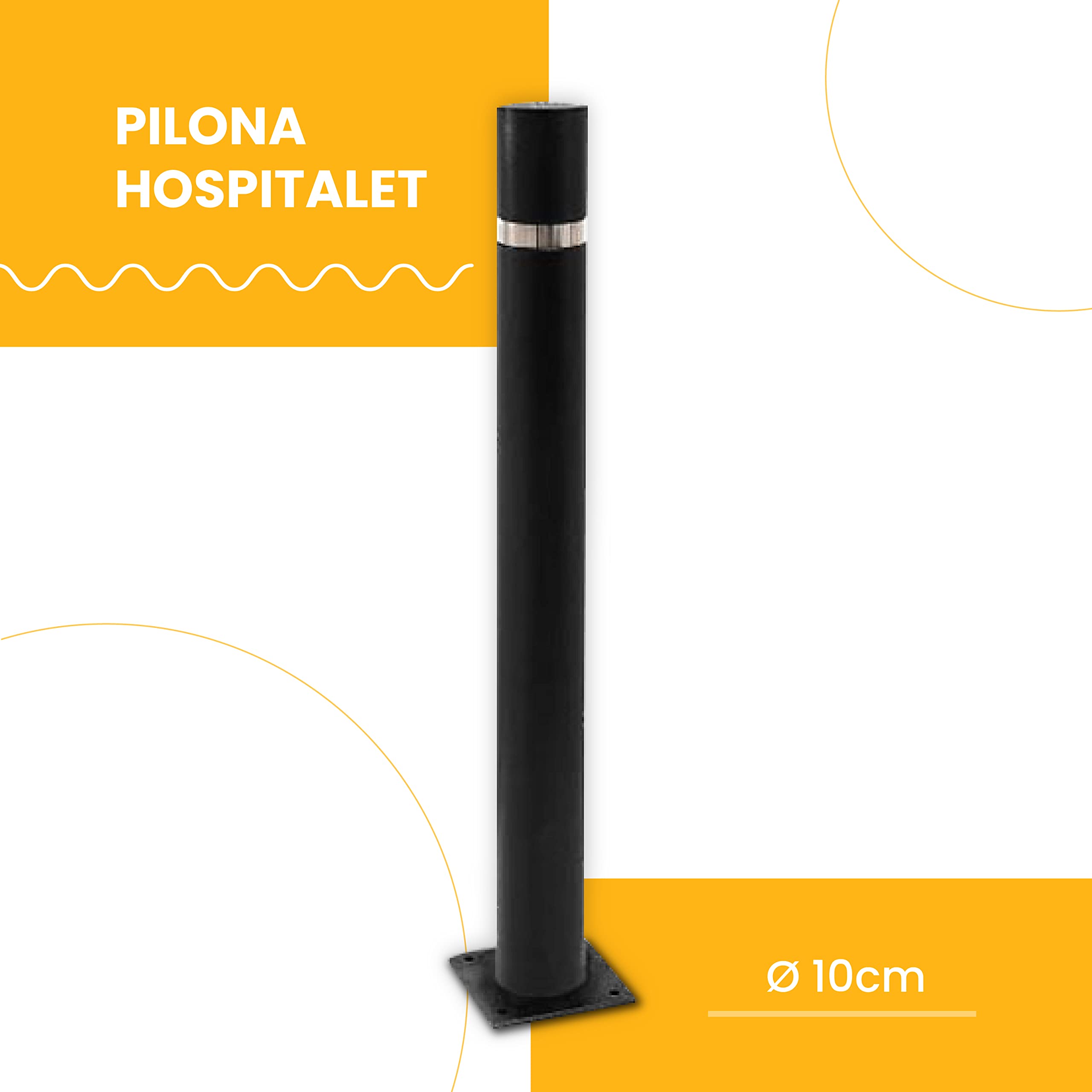 PARKING FACIL | Pilona Hospitalet con base para atornillar |Delimita Vías de Circulación y Espacios de Aparcamientos | Bolardos de Alta Resistencia | Fabricado en Acero | 1 unidad