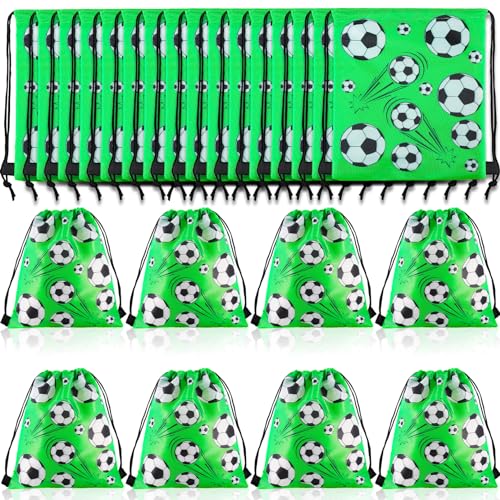 PLMMOUT 24 Pack Fußball Drawstring Bag, Fußballs Drawstring Rucksack Geschenk Taschen, Tragbare Fußball Goodie Bags