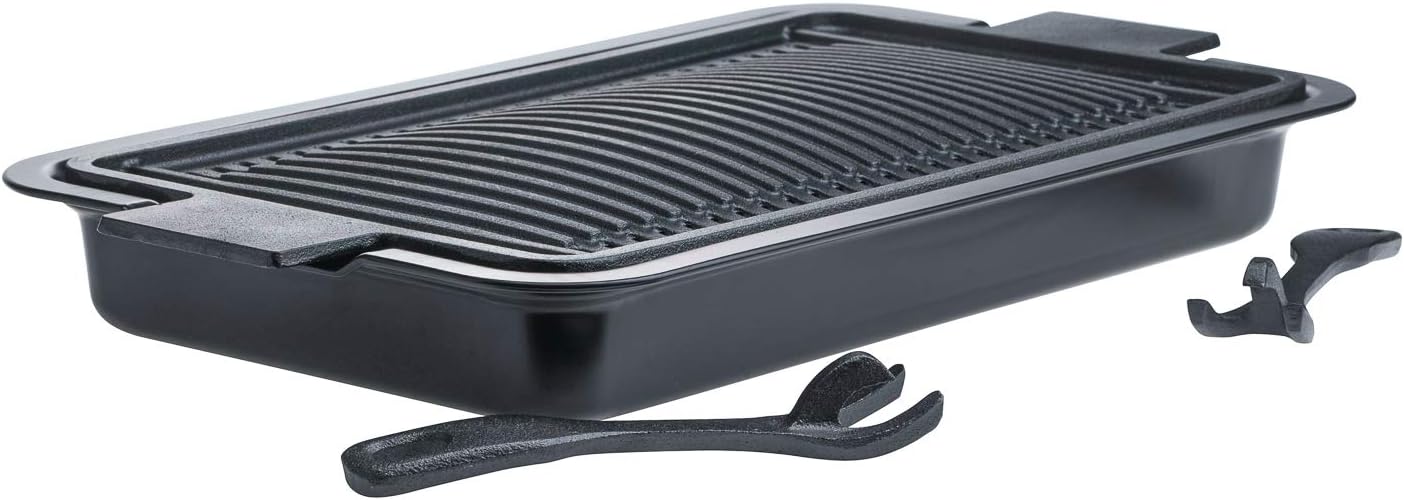 Tabletops Basic Essentials Pre Seasoned Cast Iron 8" 10" 12" 14" Skillet Reversible Griddle Wok Fajita set Cornbread Assit Handle Cookware 4PC STOVE TOP GRILL SET