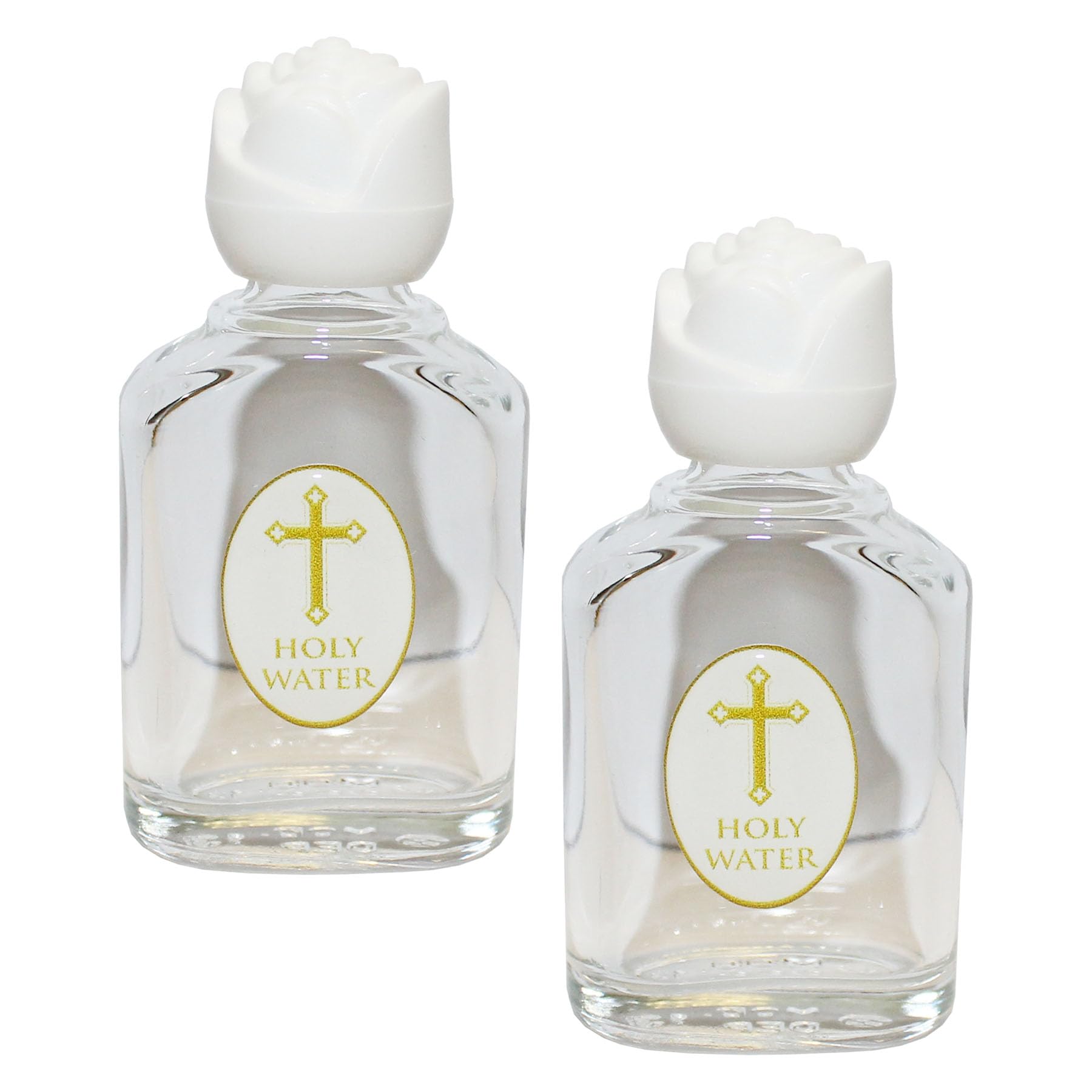 CBC Distributors Holy Water Glass Bottle 20ml Reusable Empty Dispenser with Cross and RoseTop (2)