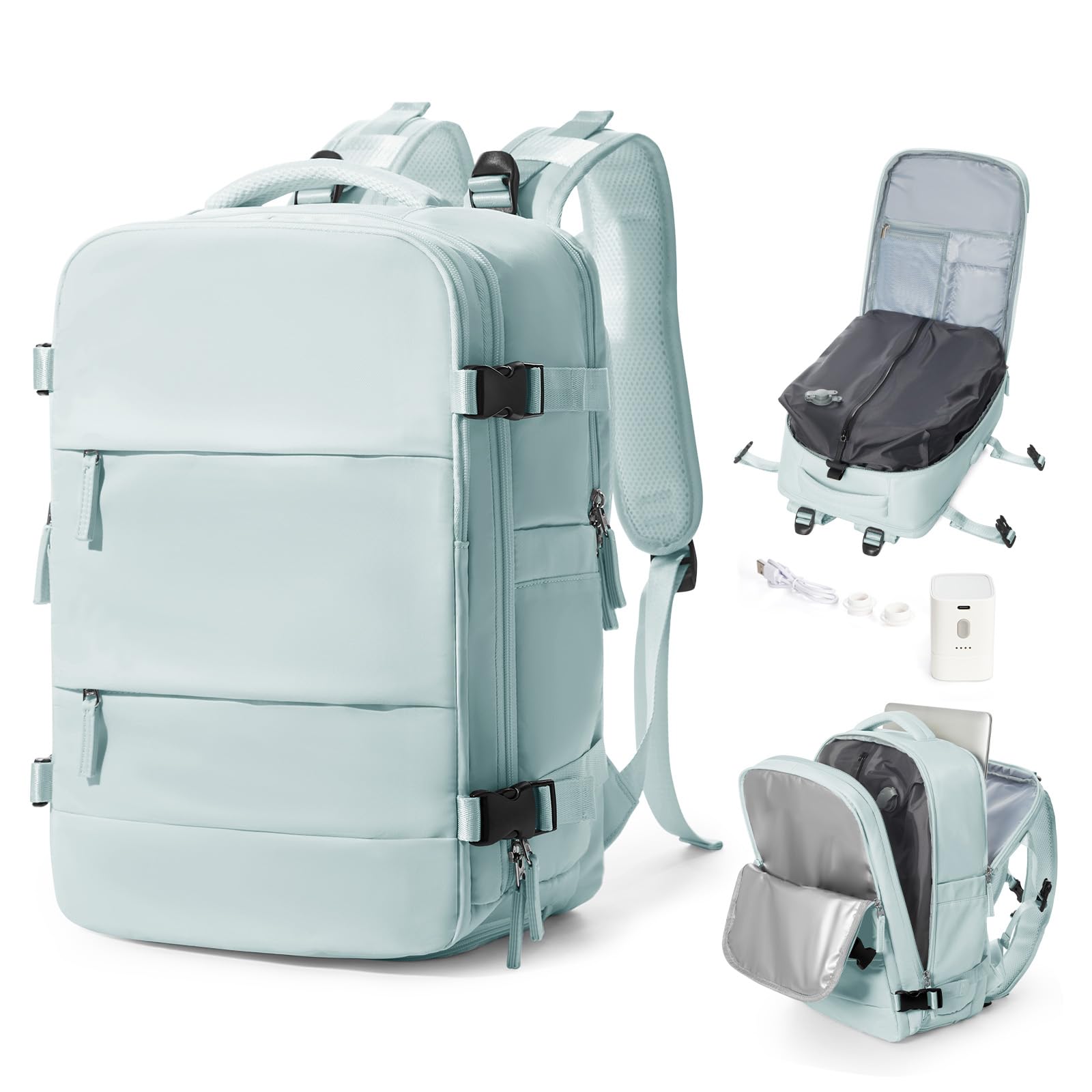 Cabin Bags for Travel, Underseat Carry on Hand Luggage Backpack for Women Airplane Approved Travel Backpack Personal Item Travel Bag 14 inch Laptop Backpack for Business Casual Work Beige — view 63