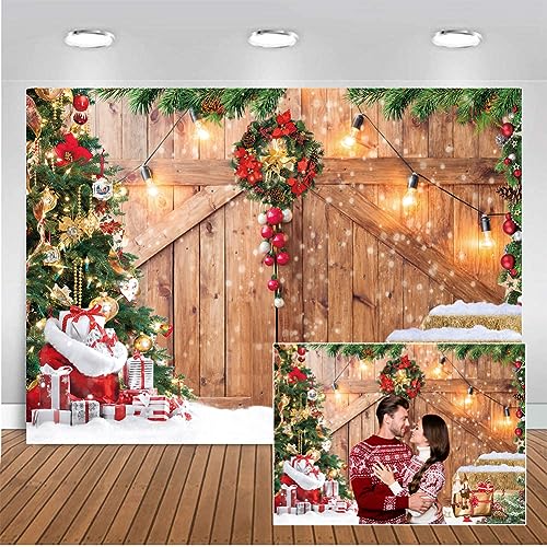 CHAIYA Christmas Backdrop Barn Wood