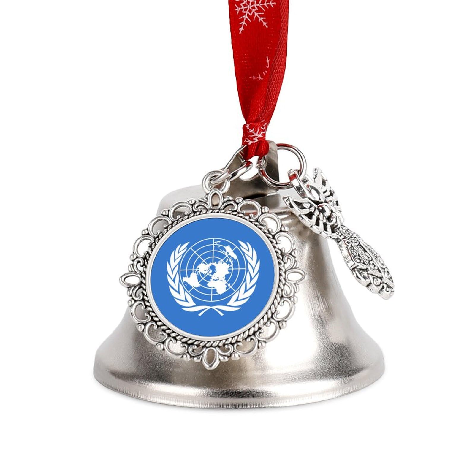United Nations Flag Jingling Bell Ornaments for Christmas,Jingling Bell Pendant Ornament for New Year Holiday Wing Bell