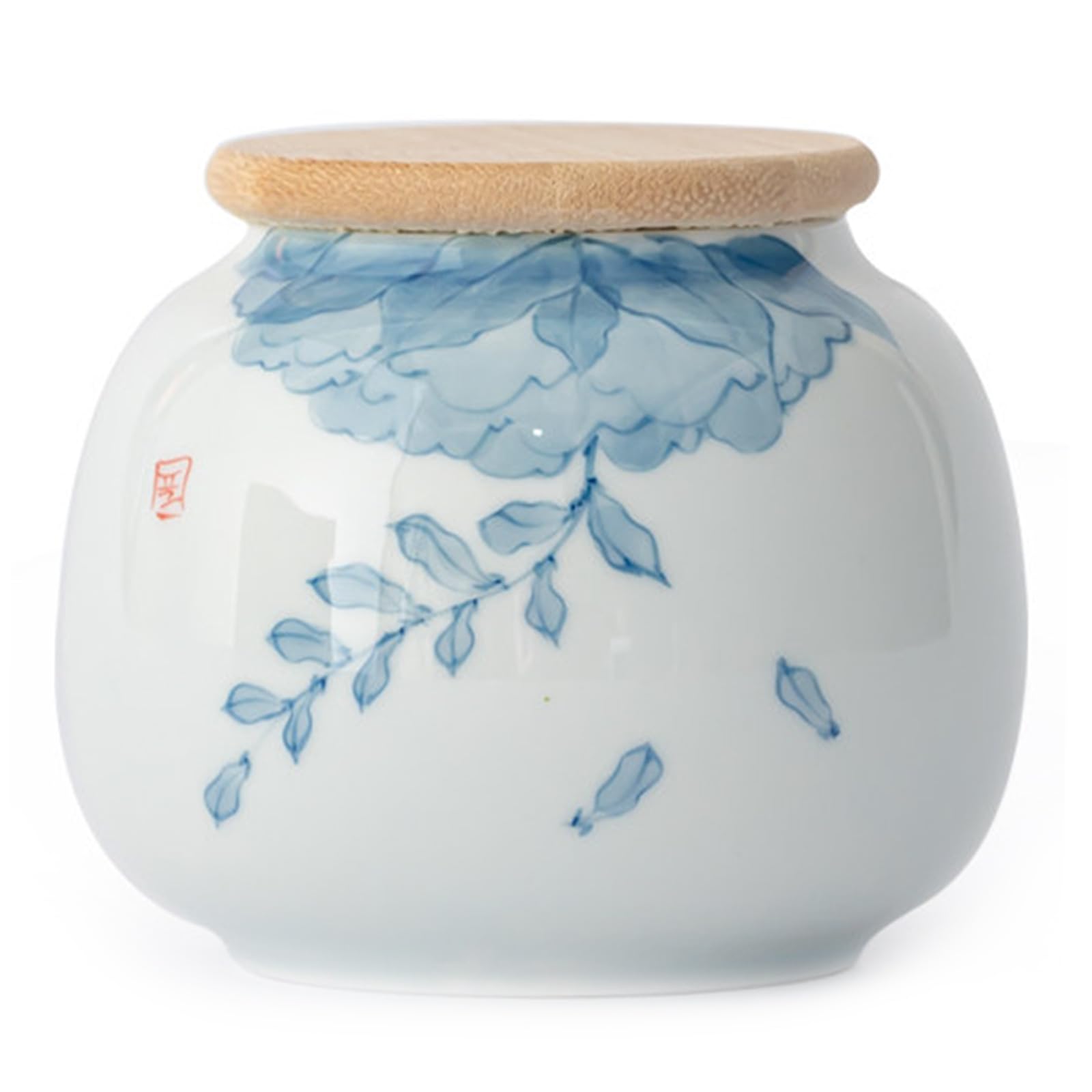 UpGBRF Ceramic Tea Canister 8Oz with Lid Watercolor Florals Storage Jar 250Ml for Tea Coffee Sugar Cookies,A