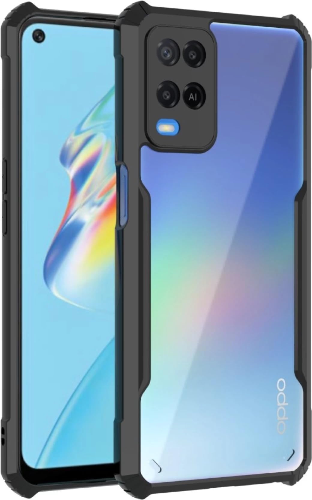 SHINESTAR Oppo A54 4G Back Cover Case | Ultra Thin 360 Degree Protection Crystal Clear Tranparent Bumper Back Cover Case for Oppo A54 4G - Black (B097ZVSZF2) Amazon Price History, Amazon Price Tracker