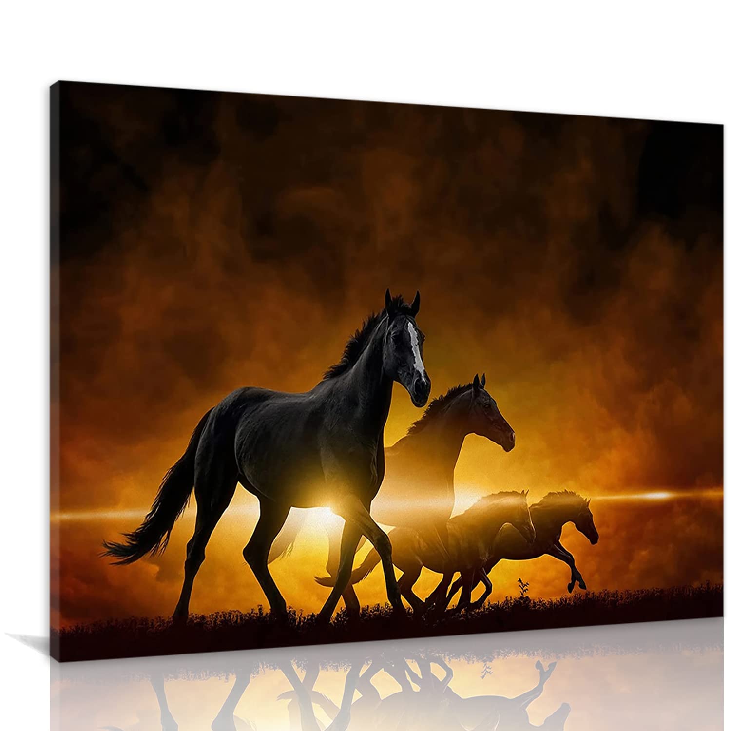 Pinturas A Oleo De Cavalos Correndo Pintura Em Tela De Cavalo Preto