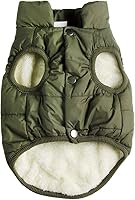 JoyDaog 2-Layer Fleece Lined Dog Jacket - Warm Windproof Winter Coat for Small Puppies, Green Size S (Chest 12-14.4")