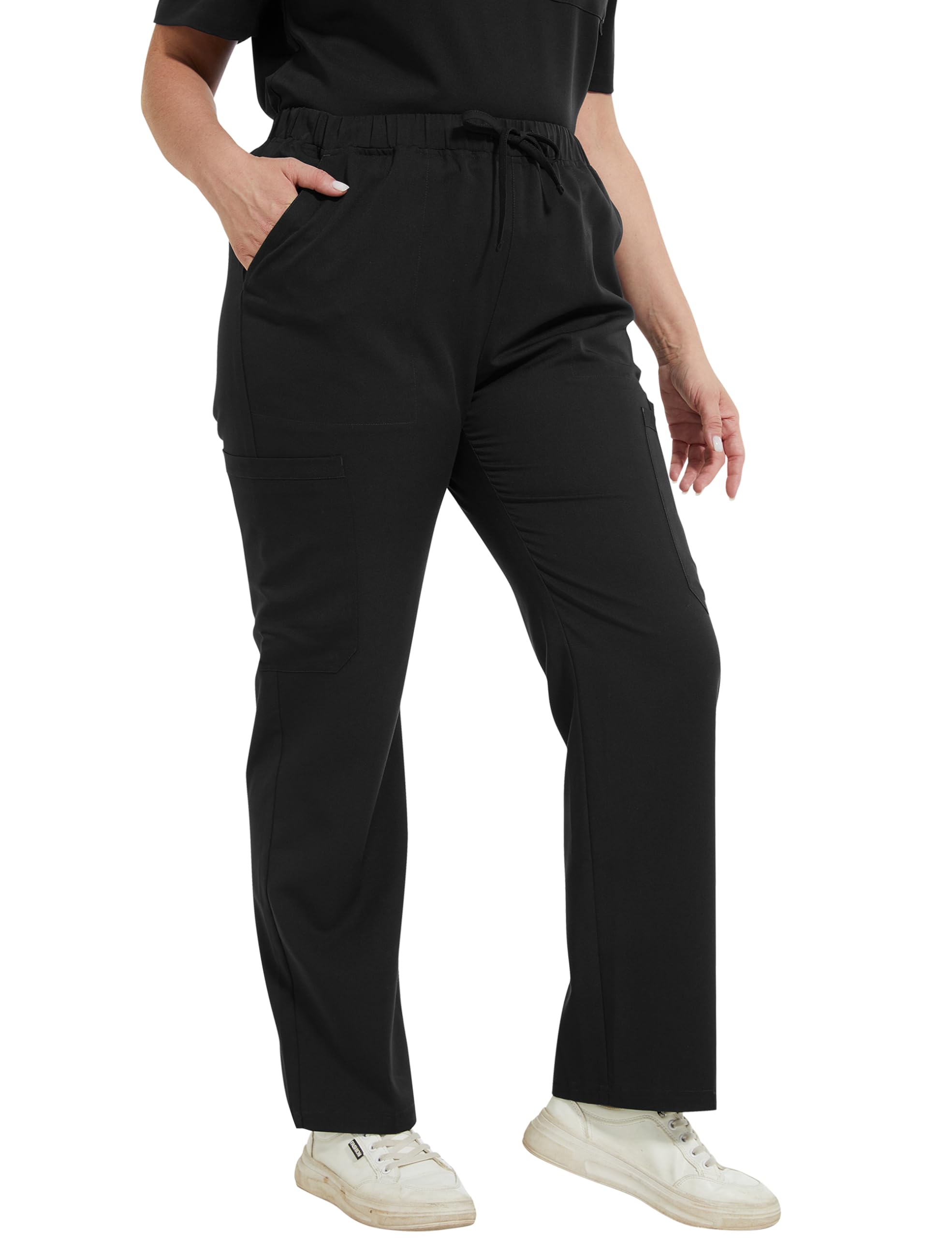 Pantaloni Sanitari Donna Pantaloni Medici con Elastico in Vita 6 Tasche, Pantaloni da Lavoro Donna Pantaloni Infermiere Dentista OSS Sala Operatoria