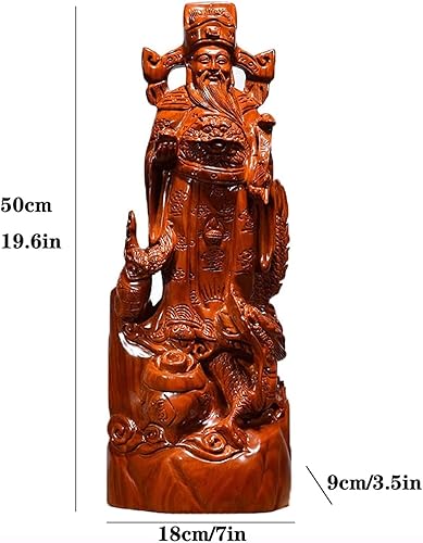Miniatura 2 de Escultura de mesa luckxuan estatua decorativa Atraer riqueza Feng Shui, adorno de madera tallado Dios de la riqueza Estatua de Buda Decoración del
