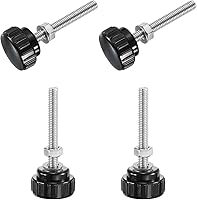 Vista 74 de Uxcell 4 juegos de perillas estriadas con tornillos de pulgar y tuercas, rosca macho métrica M6 x 35 mm, cabeza de plástico de 25 mm, perillas