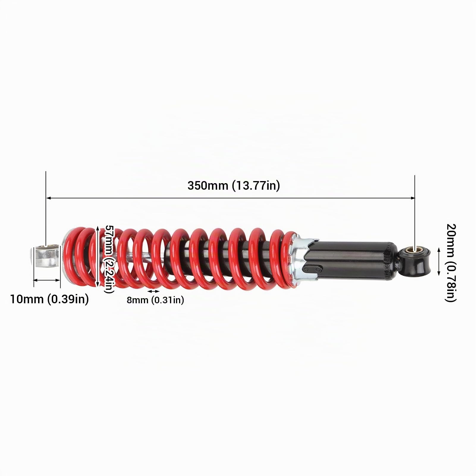 Lot de 2 Amortisseurs Universels de 350 Mm avec Ressort Haute Performance de 8 Mm, Adaptés pour les Motos Tout-terrain 50 C à 150 C C, ATV Quad et Scooters