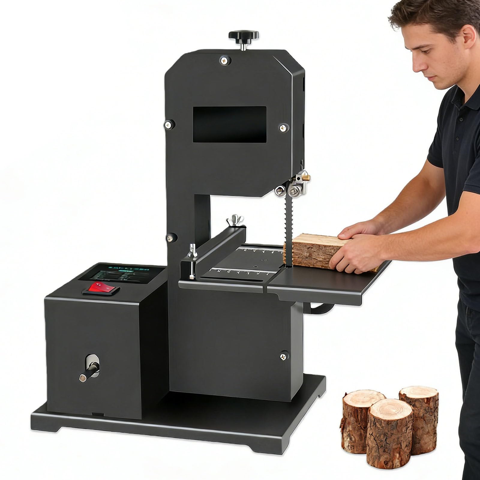 Sega A Nastro Portatile Professionale da Banco 800w, per Taglio Legno E Schiuma, Tavolo Inclinabile, Altezza Taglio 70mm, per Piccole Officine, Hobbisti E Artigiani StandardEdition
