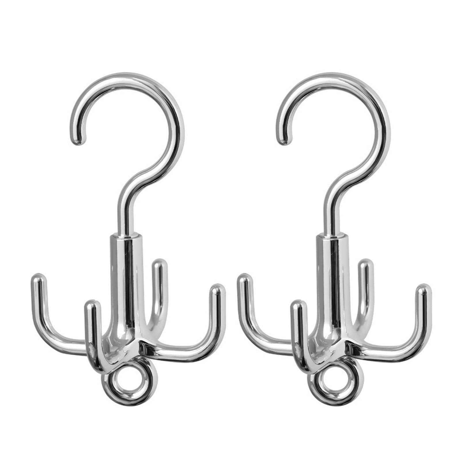 Montesy Practical Closet Rod Hook 360 Degree Rotating Belt Rack with 4 Hooks for Space Saving Bag Storage and Accessories