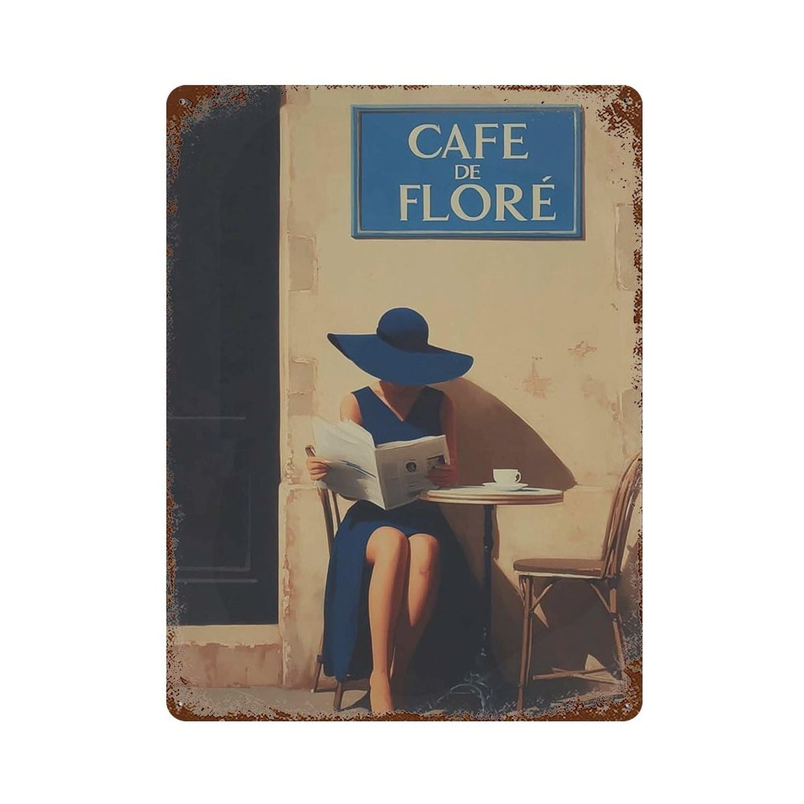 xiaoxiaoshen Paris Cafe Woman Café De Flore Parisian Kitchen Coffee Lover (2) Wall Decor Art Metal Tin Poster Modern Home Decor Art Home Bar Shop Decorations Vintage Sign 40x30cm