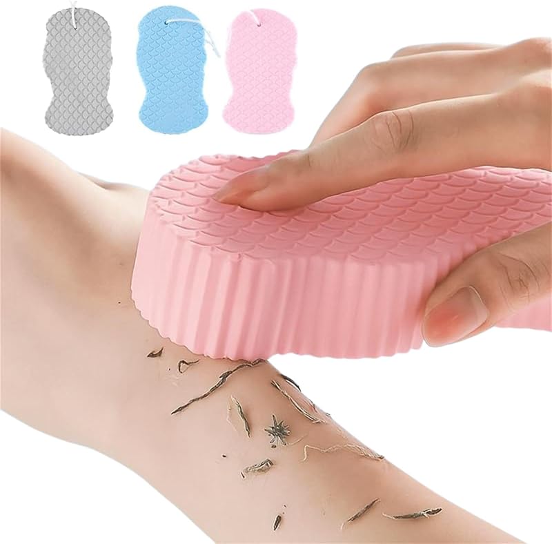 Esponja de banho esfoliante 3D Generic, macia e reutilizável, azul, rosa e cinza, pacote com 3