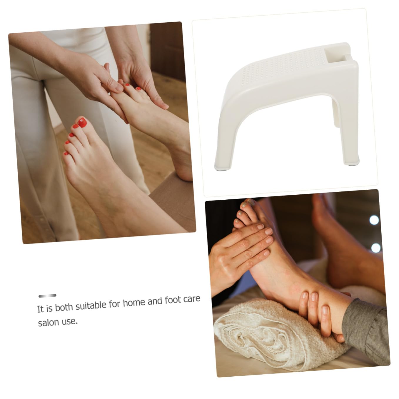 POPETPOP Poggiapiedi per Pedicure in Plastica Mini Scanalatura Porta Attrezzi, Sgabello Pratico per Nail Art Uso Professionale e Domestico, Supporto Ergonomico per Centri Bellezza e Cura