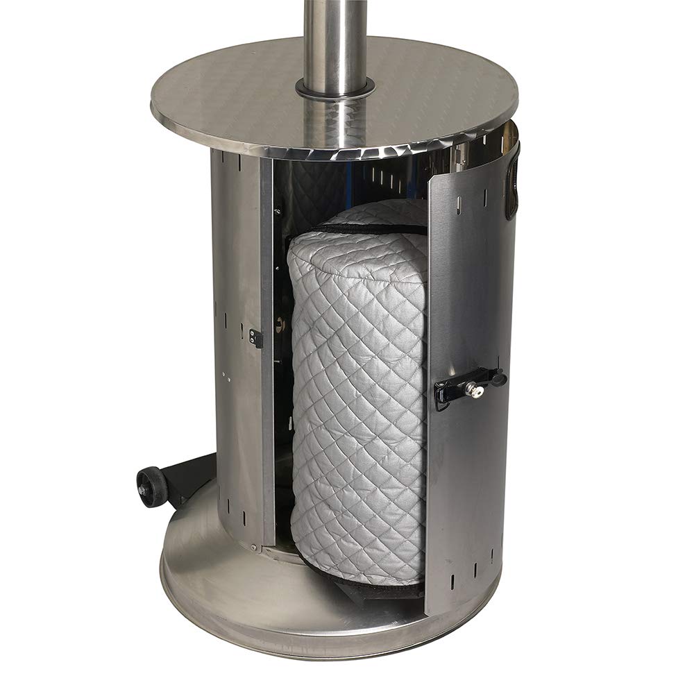 FAVEX - Parasol Chauffant gaz - Commercial INOX - Extérieur - Prêt à l'emploi livré avec Tuyau et détendeur - 4 à 15 KW - 20m² - 88 x 88 x 230 cm