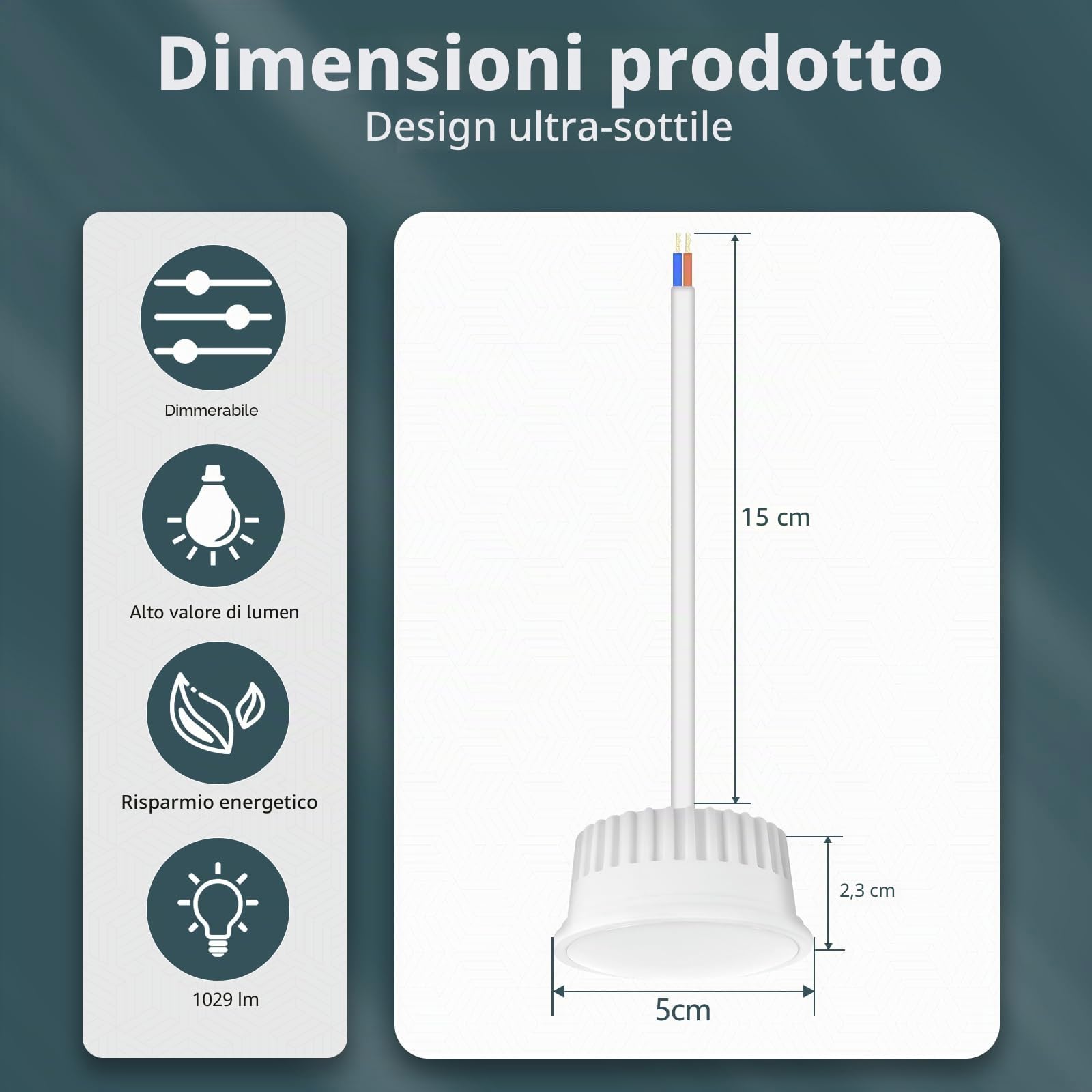 YindaLux 10x Modulo LED 230V Dimmerabile 5W IP44,ø50x23mm Lampadine LED per faretti da incasso,sostituzione per GU10/MR16,Bianco caldo Bianco naturale Bianco freddo, angolo di emissione 120°